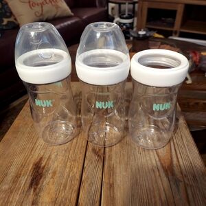 MAM 9 Oz & 4 Oz + 3 9 oz NUK Clear Baby Bottles with White Caps